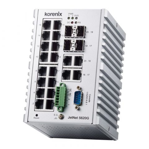 Endüstriyel 20 Port Gigabit Ethernet Switch - Korenix JetNet 5620G-4C