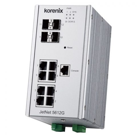 Endüstriyel 12 Port Ethernet Switch - Korenix JetNet 5612G-4F